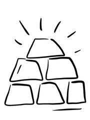 Icon mountain of gold bars. bank. Storage. Hand-drawn