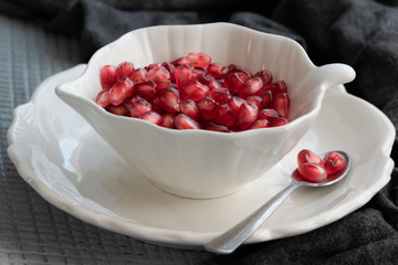 Pomegranate seeds. Raw organic antioxidant food