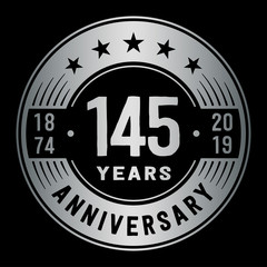 145 years anniversary logo template. One hundred and forty-five years logo. Vector and illustration.
