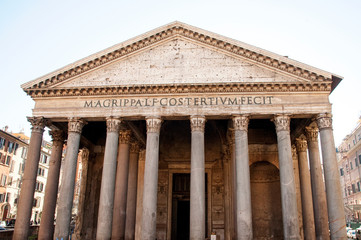 Naklejka premium The Pantheon in Rome, a former Roman temple, now a church, commissioned by Marcus Agrippa during the reign of Augustus.