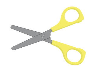 Scissors yelow realistic vector illustration isolated