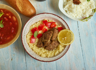 Senegalese couscous with beef and vegetable sauce
