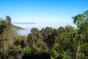 View of the Grand Canyon of Arkansas along scenic route 7 byway during autumn