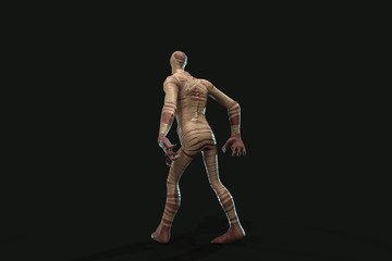 Fototapeta na wymiar Fantasy character Mummy - 3D render, on dark background