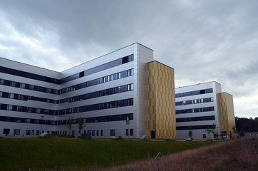 View of architecture of the Ostfold Regional Hospital. Osfold Region, Norway
