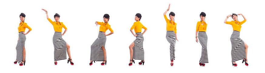 Obraz premium Model wearing fashionable clothing on white