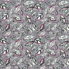 Seamless pattern with abstract leaves. Hand drawing. Watercolour. Stylish illustration. Design wallpaper, fabric, postal