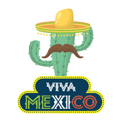 cactus mexican with traditional hat and mustache