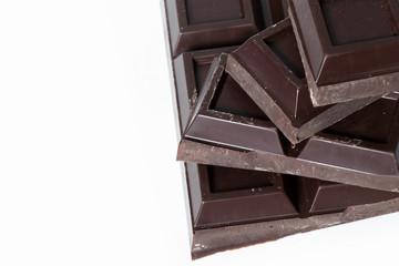 Pieces of Chocolate isolated on white background