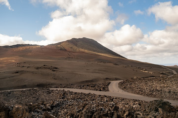 Weird moon panorama on Timanfaya volcano national park, Lanzarote