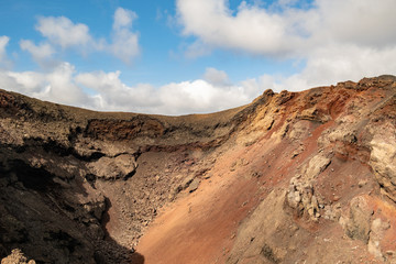 Weird moon panorama on Timanfaya volcano national park, Lanzarote