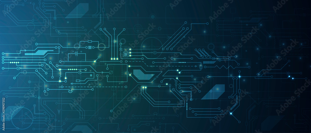 Poster Abstract circuit board futuristic technology processing background