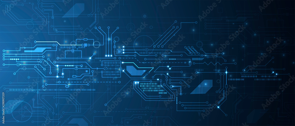 Poster Abstract circuit board futuristic technology processing background