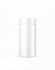 White big glossy jar with lid mockup on a white background. Template packaging food, cosmetics, chemistry. 3D rendering