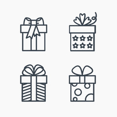 Gift isolated minimal icon. Box graph line vector icon for websites and mobile minimalistic flat design.