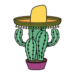 cactus mexican with traditional hat