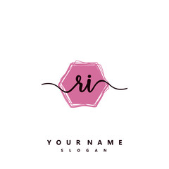 RI Initial handwriting logo vector