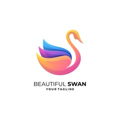 Abstract Swan Colorful Illustration Vector Design Template.