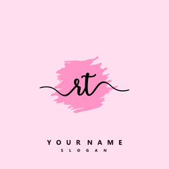 RT Initial handwriting logo vector