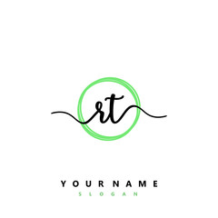 RT Initial handwriting logo vector