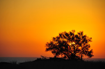 Fototapeta na wymiar lever de soleil a Santorin