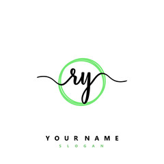 RY Initial handwriting logo vector