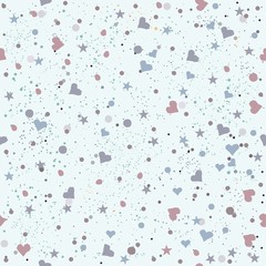 Cute Pattern with pink tiny objects on white light blue with tiny dots.