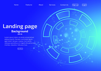 Concept, landing page, vector of website, data link, line, gradient, abstract and modern background