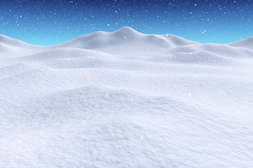 Fototapeta na wymiar White snow hills under snowfall