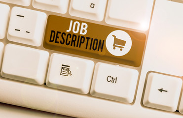 Word writing text Job Description. Business photo showcasing a formal account of an employee s is...