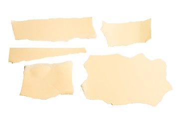 Empty beige paper pieces isolated. Space for text or design.