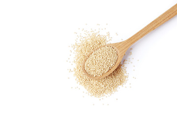 Amaranth in a spoon isolated on white background