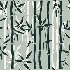 Bamboo seamless pattern on green.