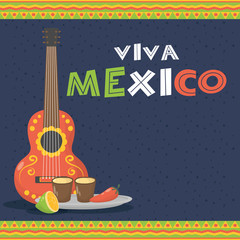 viva mexico celebration with guitar and tequila