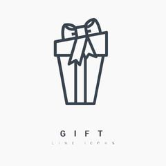 Gift box graph line vector icon