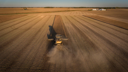 Farmer harvesting soybeans in Midwest