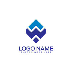 Design Logo Concept with Blue Square Icon Vector