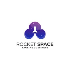 Cloud with Rocket Space Illustration Vector Design Template.