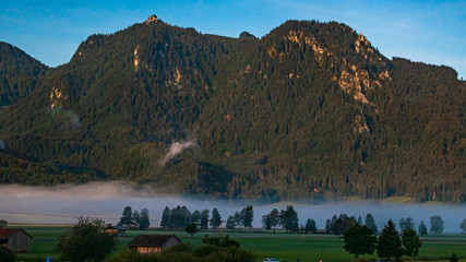 Beautiful foggy alpine view at Garmisch Partenkirchen, Bavaria, Germany