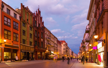 Streets of Torun in evening - obrazy, fototapety, plakaty