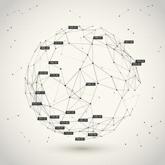 Data clusterization. Abstract background of connected sphere. Network of communication nodes. Technology abstract background.