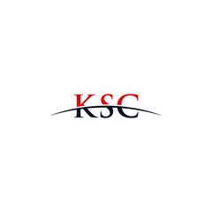 Initial letter KSC, overlapping movement swoosh horizon logo company design inspiration in red and dark blue color vector