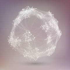 Globe of connected nodes. Big data creative visualization. Network information background. Social media graph of users.