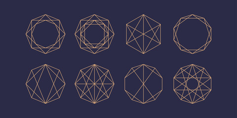 Stylish geometric emblem and template for design. Vector illustration.