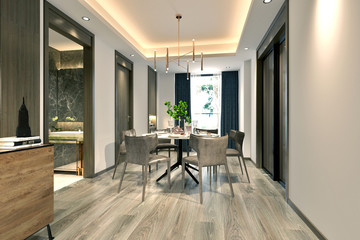3d render. Dining room interior.