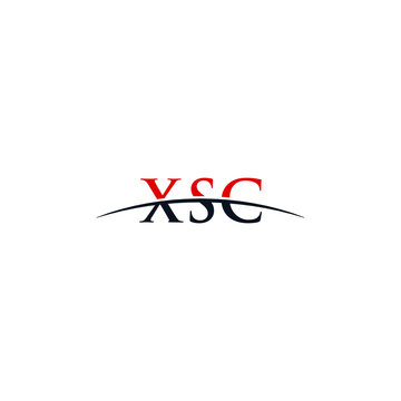 Initial letter XSC, overlapping movement swoosh horizon logo company design inspiration in red and dark blue color vector