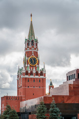  Moscow. Kremlin in the golden autumn. Embankment of the Moscow River at sunrise