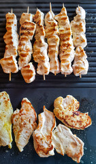 chicken kebabs on the grill