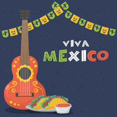viva mexico celebration with guitar and tacos