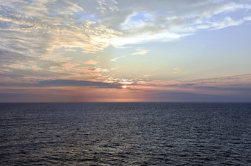 Beautiful sunset over the Northern Pacific Ocean.